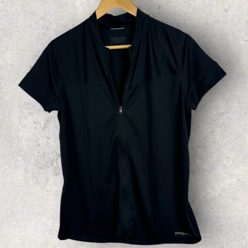 Patagonia Crank Craft Jersey Cycling Top Black Womens Size Large Bike Full Zip L - Picture 2 of 15